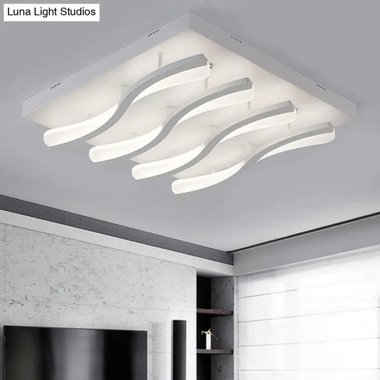 Modern Acrylic Led Flushmount Lighting - Wavy Design 21.5/26 Wide Ceiling Flush Light For Living