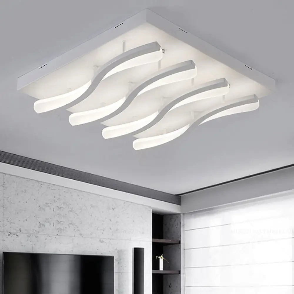 Modern Acrylic Led Flushmount Lighting - Wavy Design 21.5’/26’ Wide Ceiling Flush Light For