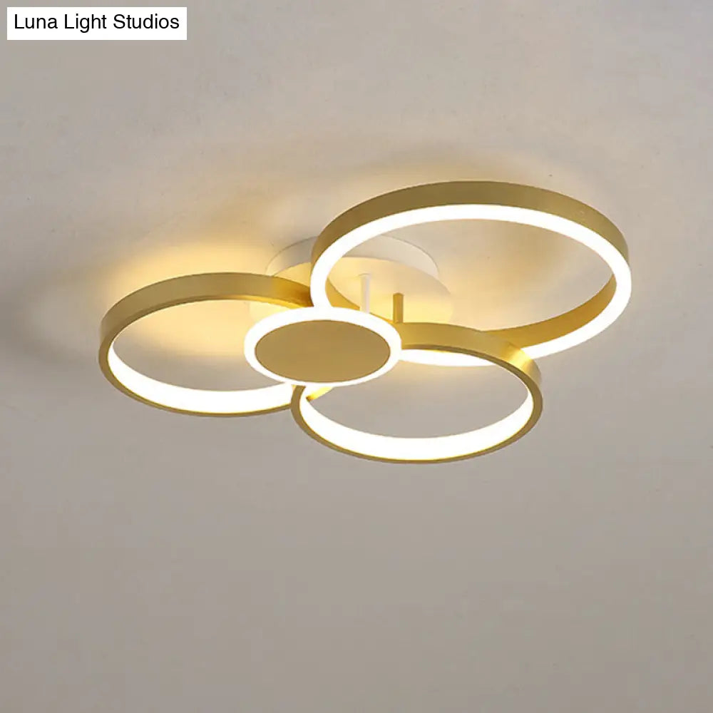 Modern Acrylic Led Gold Ceiling Light Fixture - Semi-Flush Mount Round Shape Warm/White