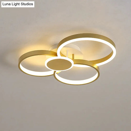 Modern Acrylic Led Gold Ceiling Light Fixture - Semi-Flush Mount Round Shape Warm/White