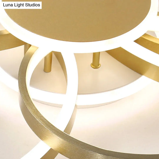 Modern Acrylic Led Gold Ceiling Light Fixture - Semi-Flush Mount Round Shape Warm/White