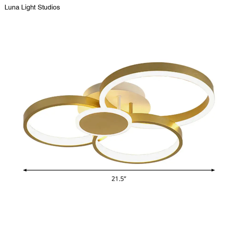 Modern Acrylic Led Gold Ceiling Light Fixture - Semi-Flush Mount Round Shape Warm/White