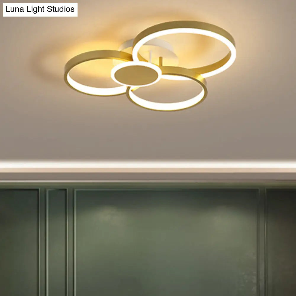 Modern Acrylic Led Gold Ceiling Light Fixture - Semi-Flush Mount Round Shape Warm/White / Warm