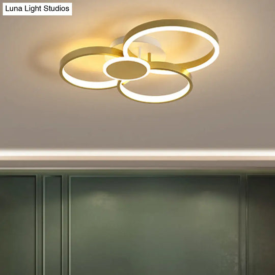 Modern Acrylic Led Gold Ceiling Light Fixture - Semi-Flush Mount Round Shape Warm/White / Warm