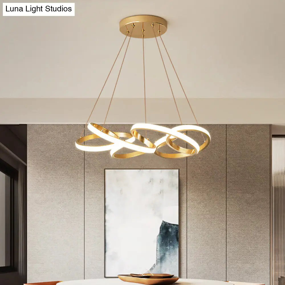 Modern Acrylic Led Chandelier Lamp - Wide Curve Design White/Warm Light 19.5/25.5 Gold Pendant For