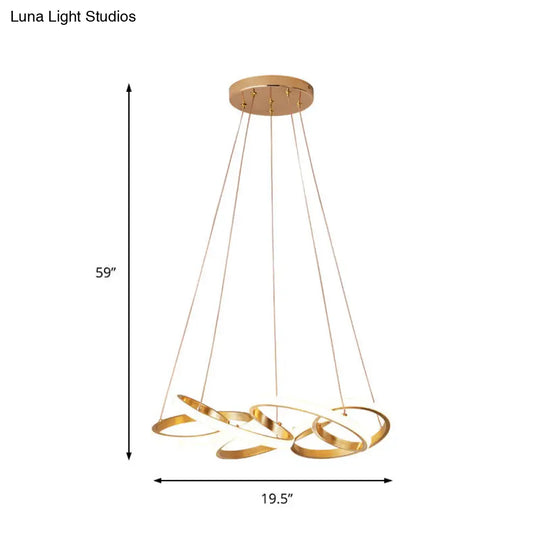 Modern Acrylic Led Chandelier Lamp - Wide Curve Design White/Warm Light 19.5/25.5 Gold Pendant For