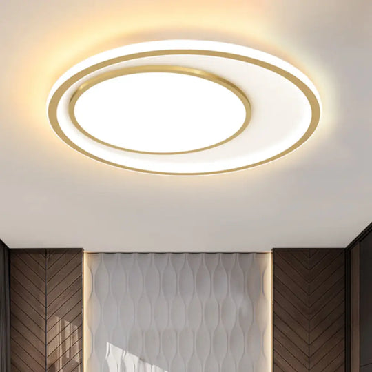 Modern Acrylic Led Gold Flush Mount Ceiling Light - 16.5/20.5 Wide Rounded Design / 16.5