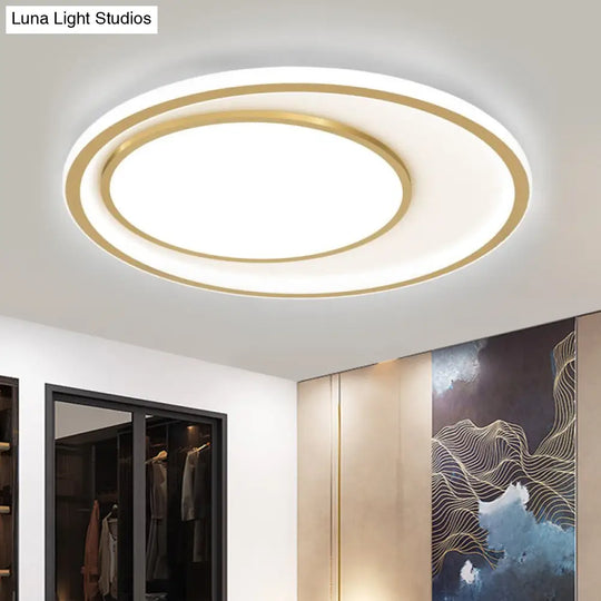 Modern Acrylic Led Gold Flush Mount Ceiling Light - 16.5/20.5 Wide Rounded Design