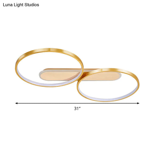 Modern Acrylic Led Gold Flush Mount Ceiling Light With Halo-Like Ring Design In Warm/White 22.5/31