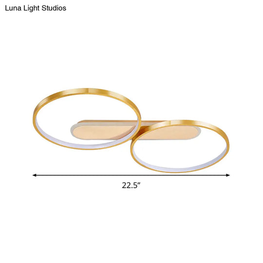 Modern Acrylic Led Gold Flush Mount Ceiling Light With Halo - Like Ring Design In Warm/White