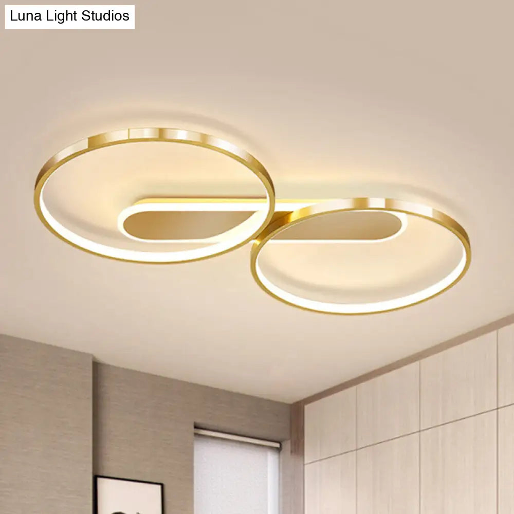 Modern Acrylic Led Gold Flush Mount Ceiling Light With Halo-Like Ring Design In Warm/White 22.5/31