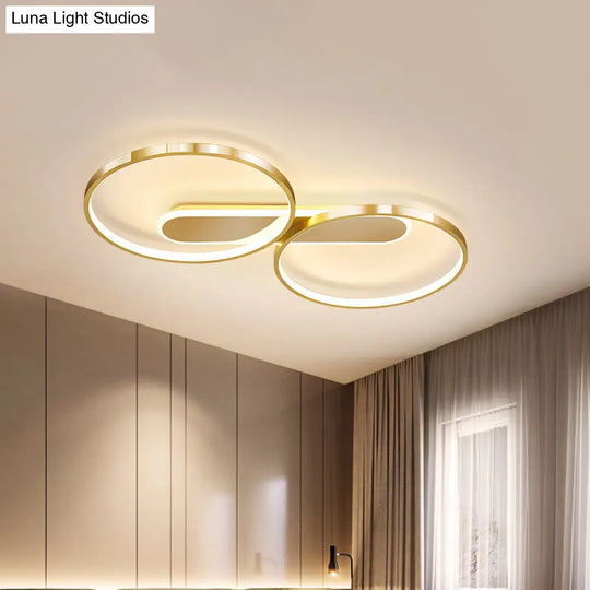 Modern Acrylic Led Gold Flush Mount Ceiling Light With Halo-Like Ring Design In Warm/White 22.5/31