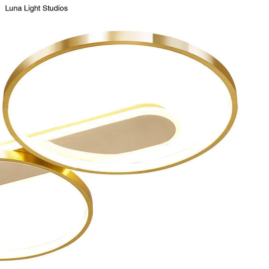 Modern Acrylic Led Gold Flush Mount Ceiling Light With Halo-Like Ring Design In Warm/White 22.5/31