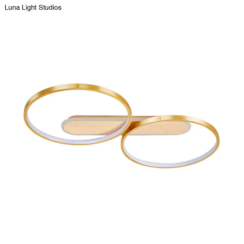 Modern Acrylic Led Gold Flush Mount Ceiling Light With Halo - Like Ring Design In Warm/White