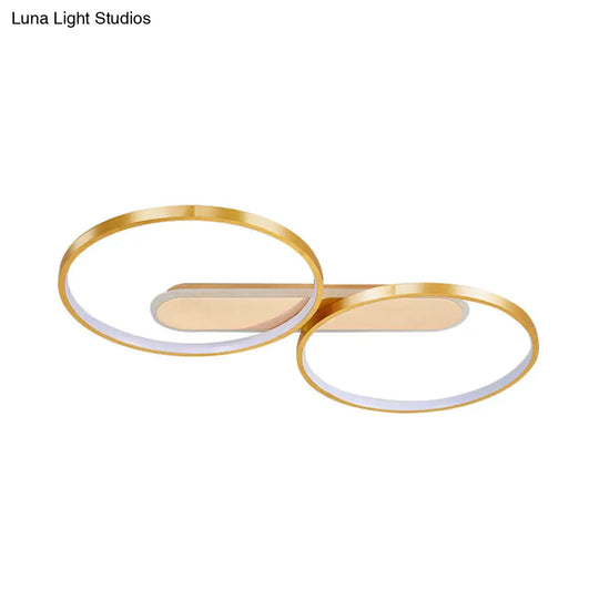 Modern Acrylic Led Gold Flush Mount Ceiling Light With Halo-Like Ring Design In Warm/White 22.5/31