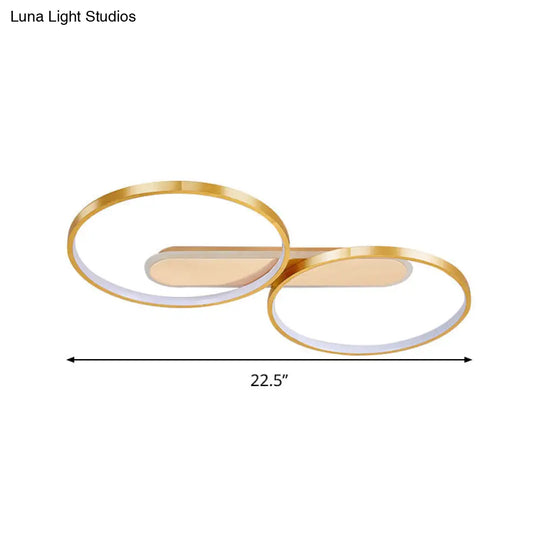 Modern Acrylic Led Gold Flush Mount Ceiling Light With Halo-Like Ring Design In Warm/White 22.5/31