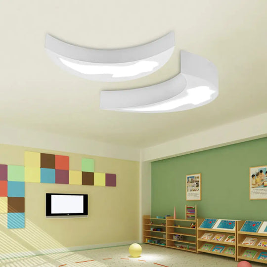 Modern Acrylic Led Moon Shade Ceiling Light For Kindergarten - 16’ Or 23.5’ Diameter White Orange /