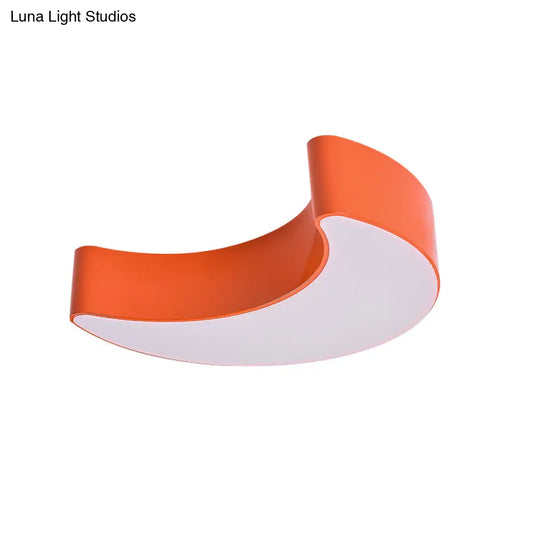 Modern Acrylic Led Moon Shade Ceiling Light For Kindergarten - 16’ Or 23.5’ Diameter White Orange