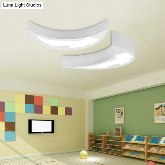 Modern Acrylic Led Moon Shade Ceiling Light For Kindergarten - 16 Or 23.5 Diameter White Orange /