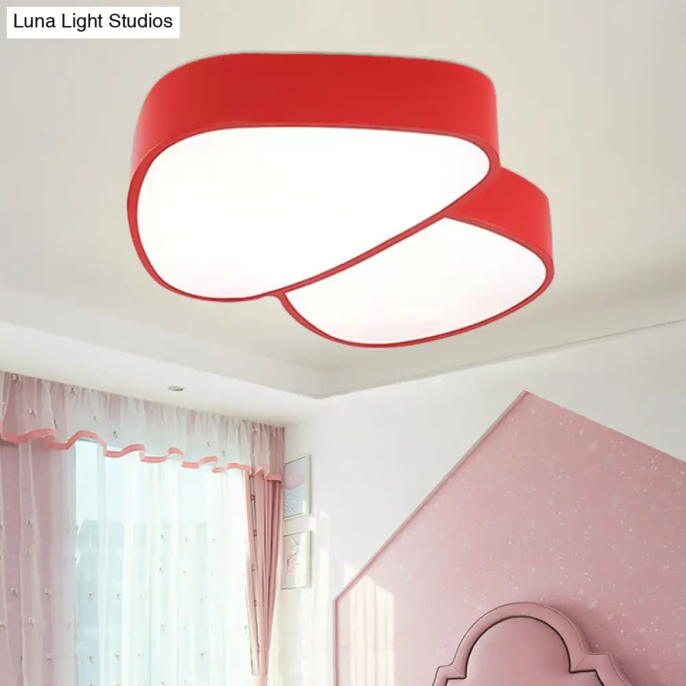 Modern Acrylic Led Mushroom Baby Ceiling Light - Lovely Flush Bedroom Lamp Red