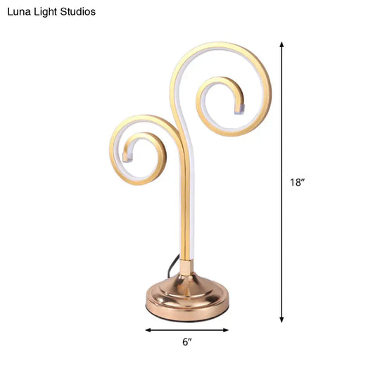 Modern Acrylic Led Night Table Lamp With Curved Design And Gold Finish - Warm/White Lighting