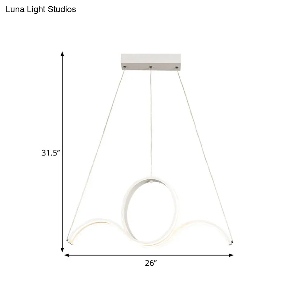 Minimalist Led White Pendant Chandelier: Twisting Acrylic Pendulum Light - Warm/White Lighting For