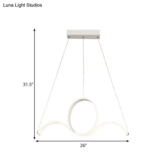 Minimalist Led White Pendant Chandelier: Twisting Acrylic Pendulum Light - Warm/White Lighting For