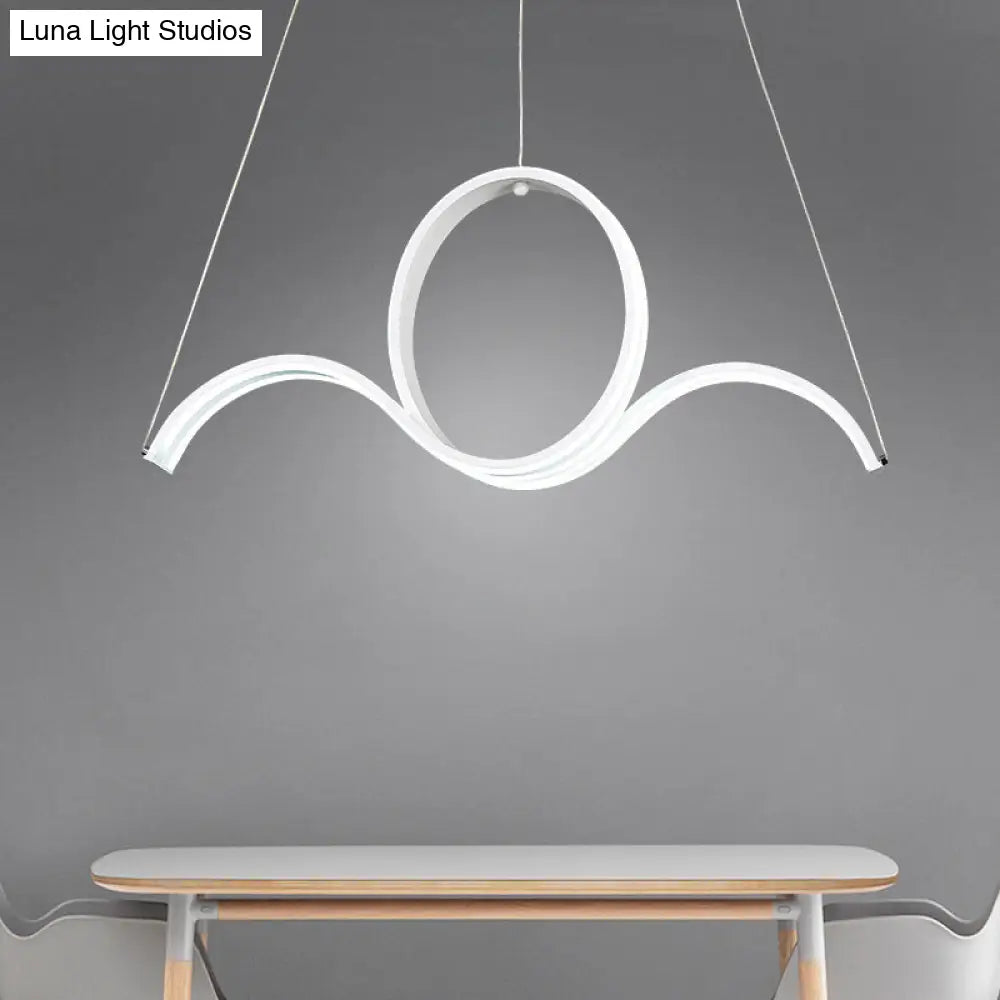 Minimalist Led White Pendant Chandelier: Twisting Acrylic Pendulum Light - Warm/White Lighting For