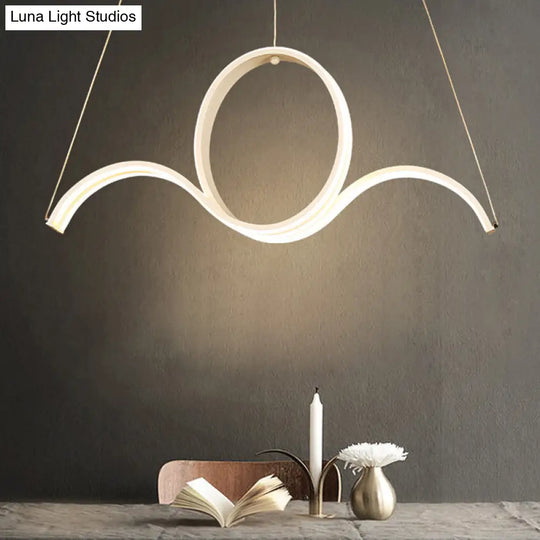 Minimalist Led White Pendant Chandelier: Twisting Acrylic Pendulum Light - Warm/White Lighting For