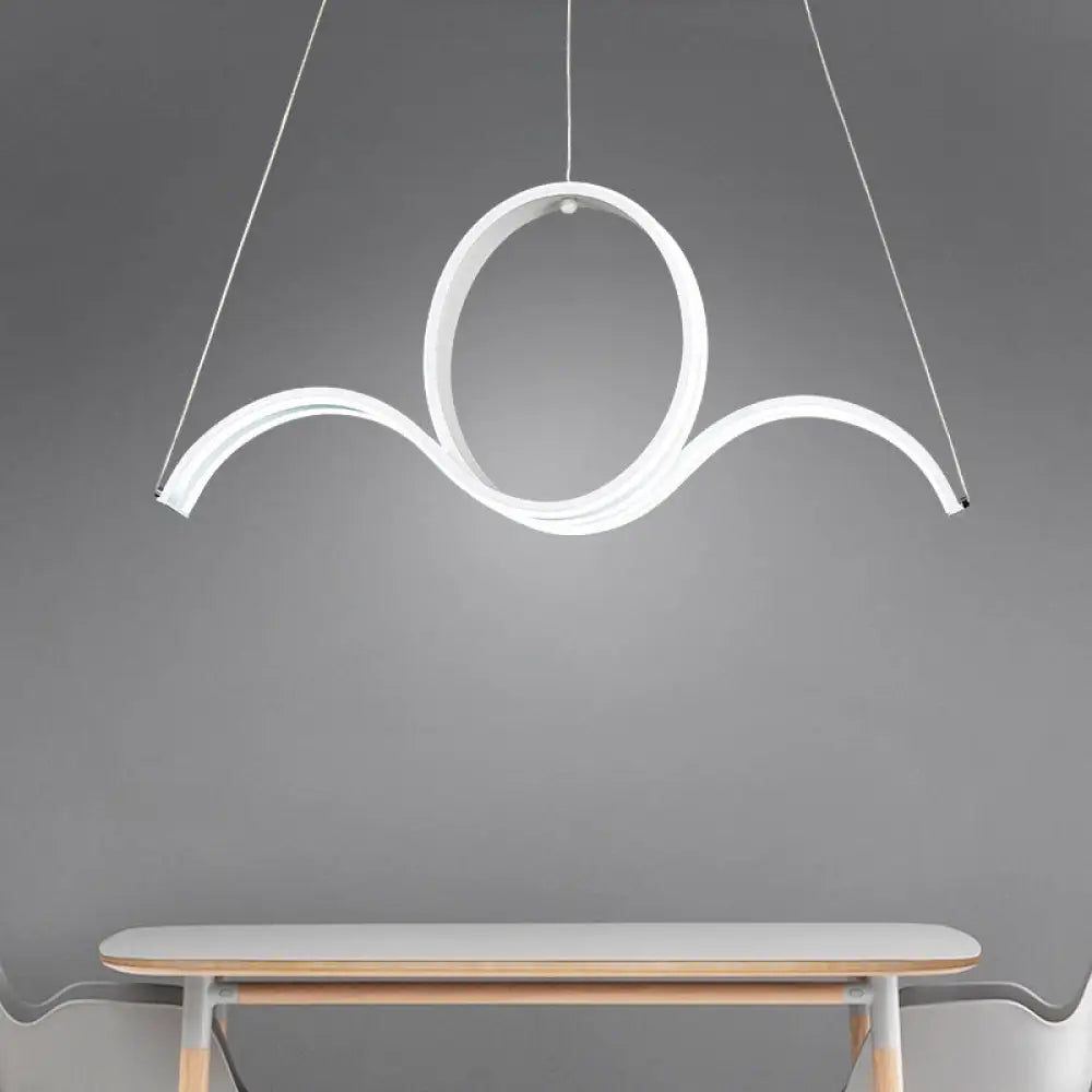 Modern Acrylic Led Pendant Chandelier For Dining Room – Twisting Design In Warm/White Light White