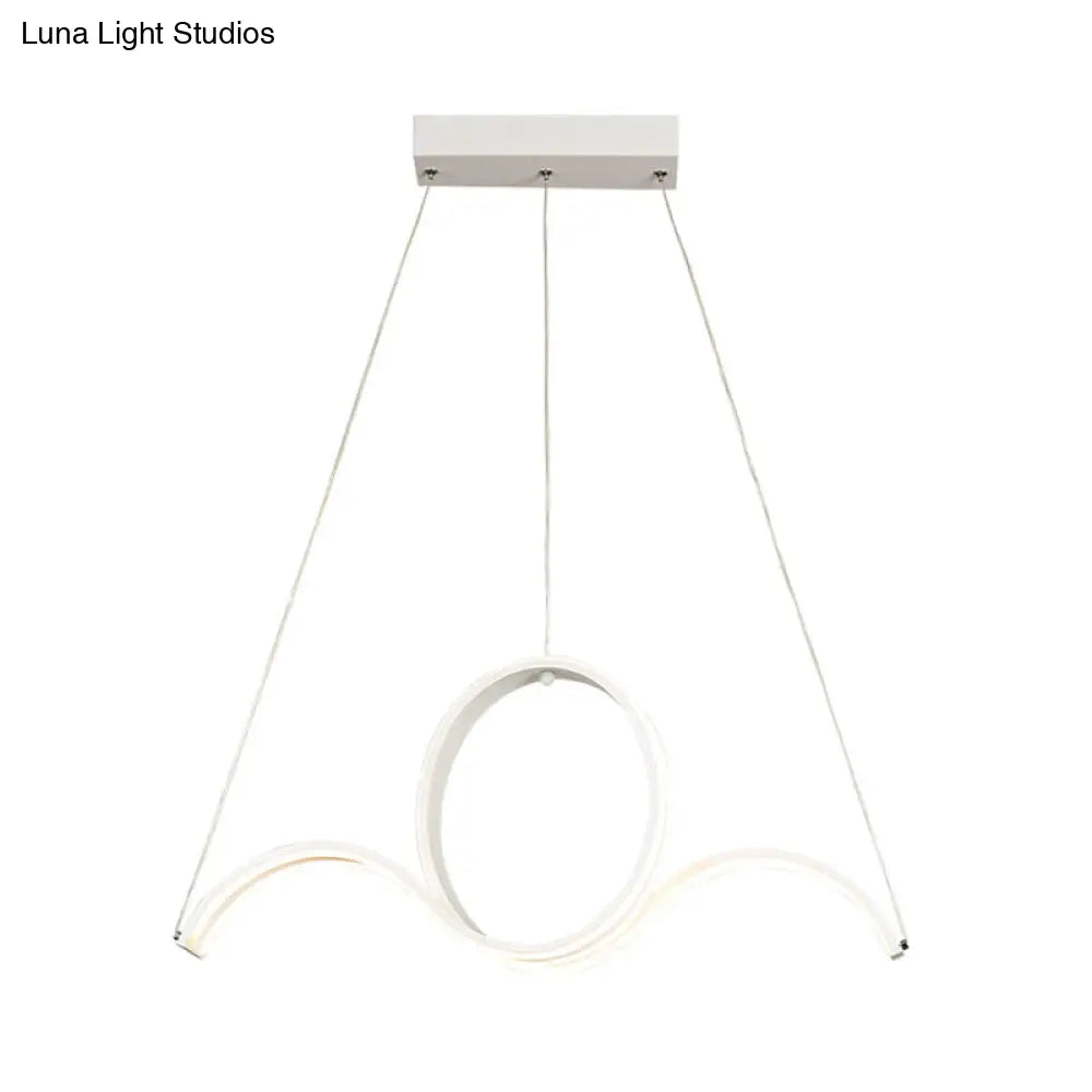 Minimalist Led White Pendant Chandelier: Twisting Acrylic Pendulum Light - Warm/White Lighting For