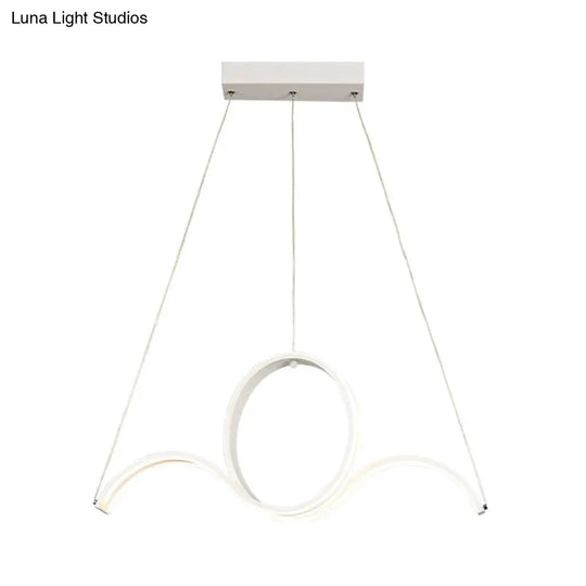 Minimalist Led White Pendant Chandelier: Twisting Acrylic Pendulum Light - Warm/White Lighting For