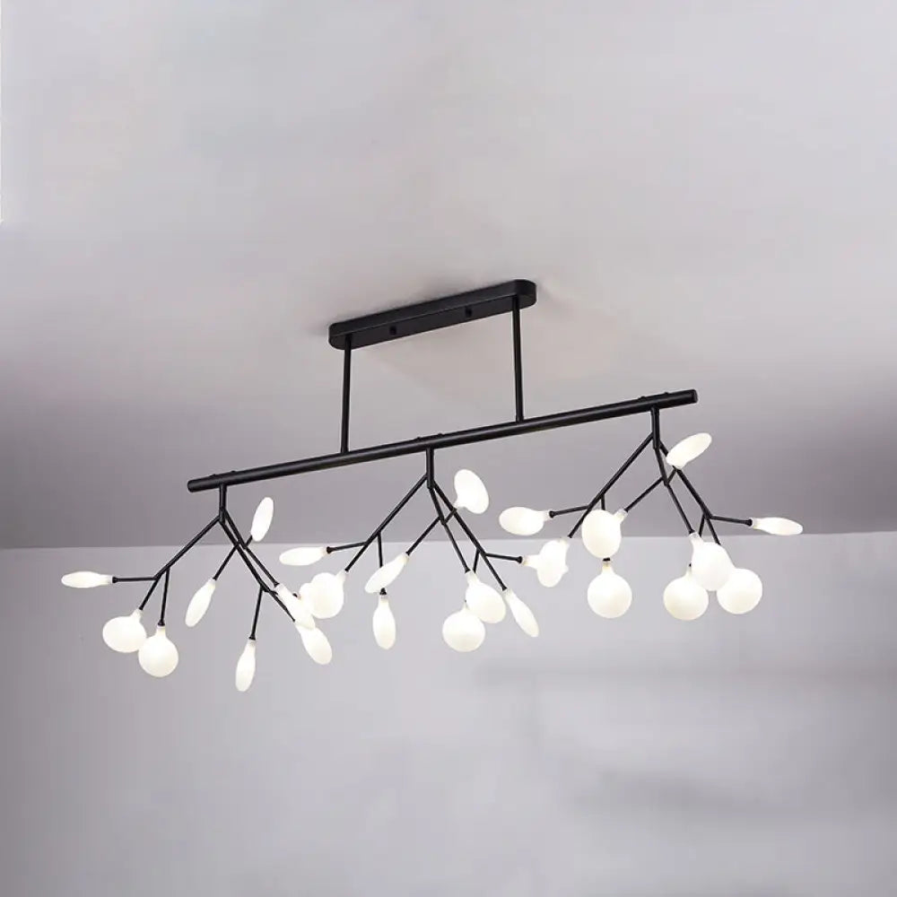 Modern Acrylic Led Pendant Light Fixture With 27 Heads For Living Room Black / Milk White