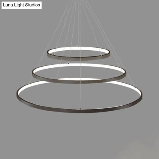 Modern Acrylic Led Ring Chandelier Pendant With 3/4/5 Lights - Black/White/Brown Ceiling Fixture In