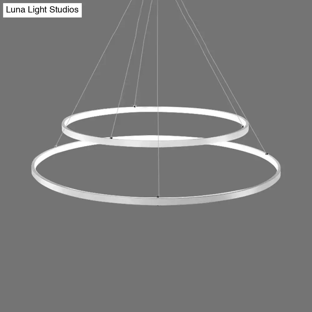 Modern Acrylic Led Ring Chandelier Pendant With 3/4/5 Lights - Black/White/Brown Ceiling Fixture In