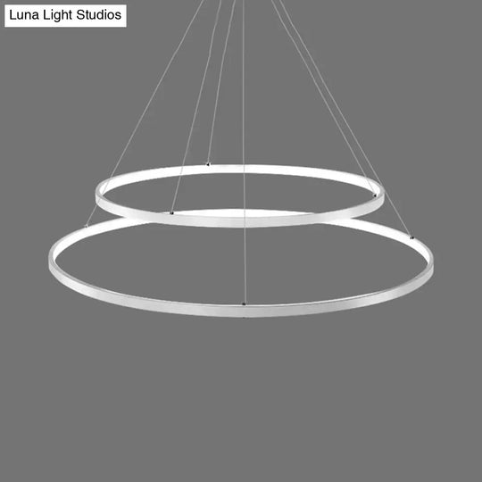 Modern Acrylic Led Ring Chandelier Pendant With 3/4/5 Lights - Black/White/Brown Ceiling Fixture In