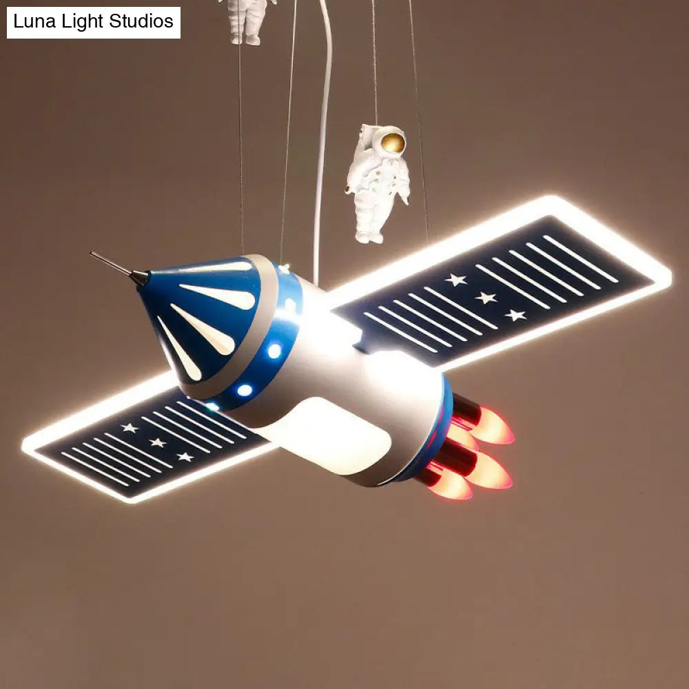 Modern Acrylic Led Satellite Chandelier: Illuminate Your Childs Room With Hanging Astronaut Decor