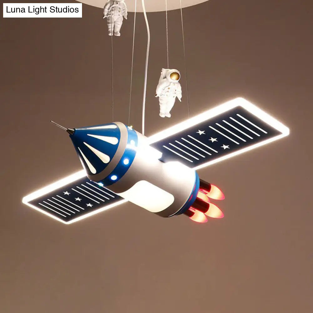 Modern Acrylic Led Satellite Chandelier: Illuminate Your Childs Room With Hanging Astronaut Decor