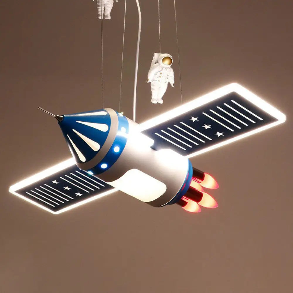 Modern Acrylic Led Satellite Chandelier: Illuminate Your Childs Room With Hanging Astronaut Decor