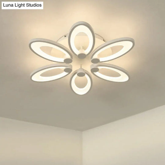 Modern Acrylic Led Semi Flush Mount Ceiling Light - Ideal For Living Room 6 / White