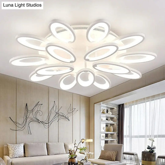 Modern Acrylic Led Semi Flush Mount Ceiling Light - Ideal For Living Room 15 / White