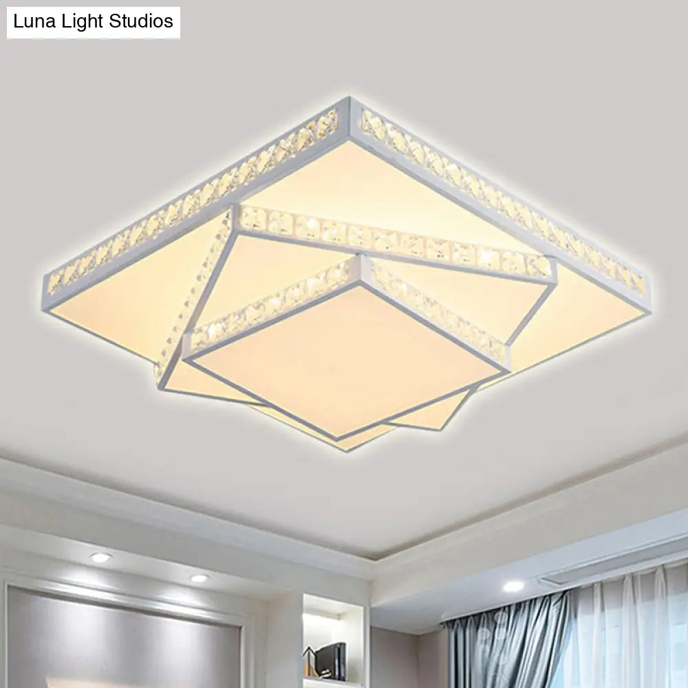 Modern Acrylic Led Square Ceiling Lamp - White Flush Mount Lighting 16/19.5/23.5 Wide & 3 Color
