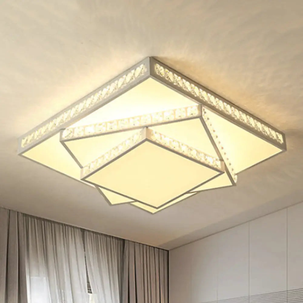 Modern Acrylic Led Square Ceiling Lamp - White Flush Mount Lighting 16’/19.5’/23.5’ Wide & 3