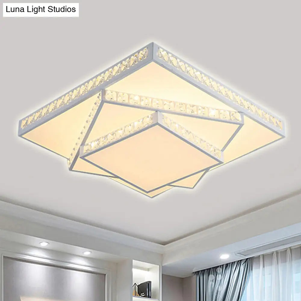 Modern Acrylic Led Square Ceiling Lamp - White Flush Mount Lighting 16’/19.5’/23.5’ Wide & 3