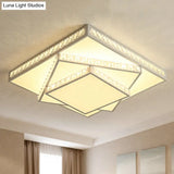 Modern Acrylic Led Square Ceiling Lamp - White Flush Mount Lighting 16’/19.5’/23.5’ Wide & 3
