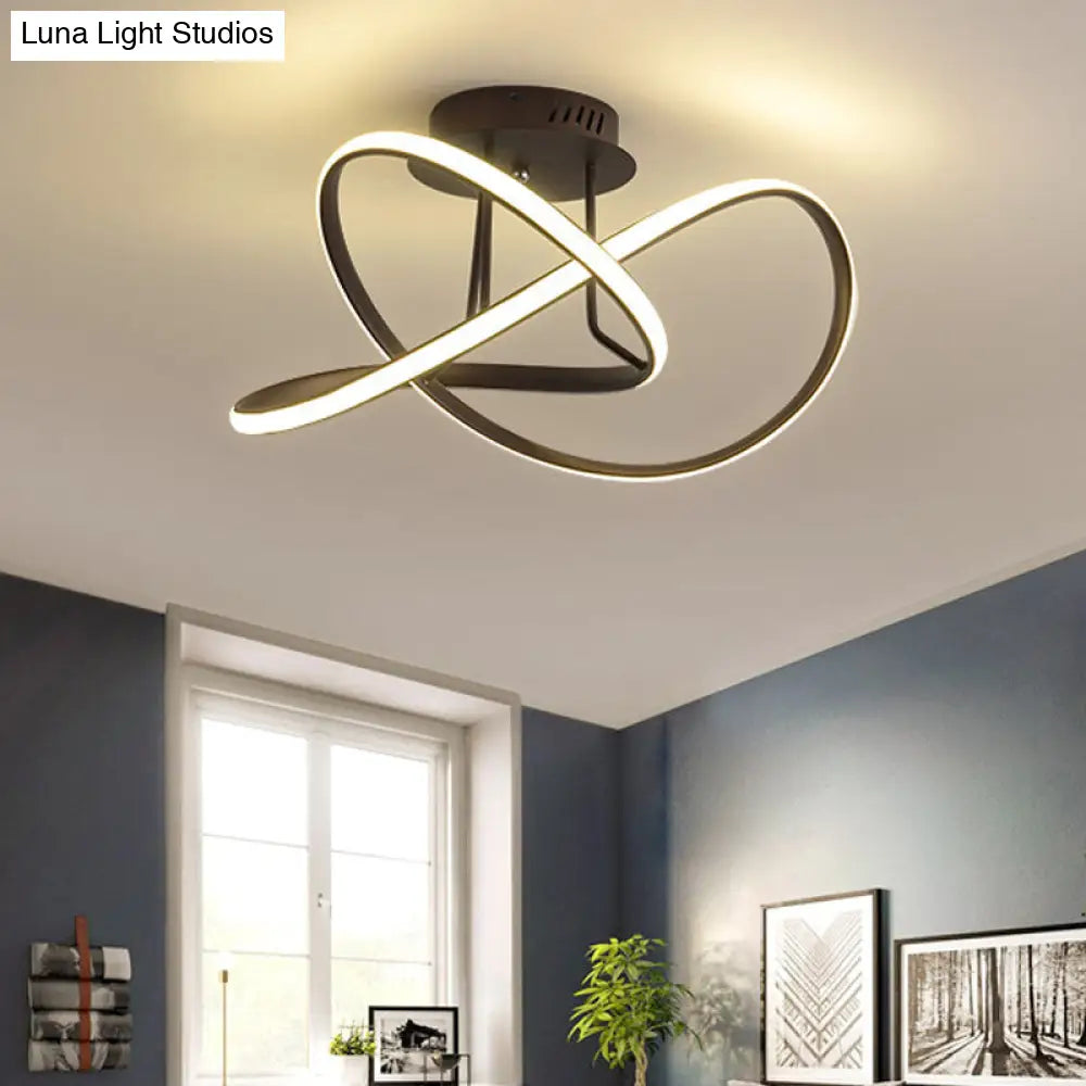 Modern Acrylic Led Twist Ceiling Mount Fixture - 19.5/23.5 Semi Flush Warm/White Light White/Coffee