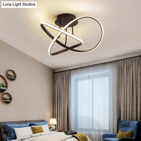 Modern Acrylic Led Twist Ceiling Mount Fixture - 19.5/23.5 Semi Flush Warm/White Light White/Coffee