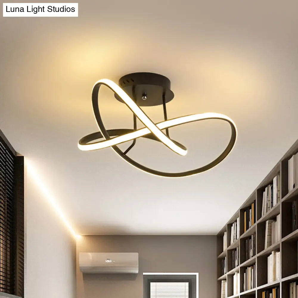 Modern Acrylic Led Twist Ceiling Mount Fixture - 19.5/23.5 Semi Flush Warm/White Light White/Coffee