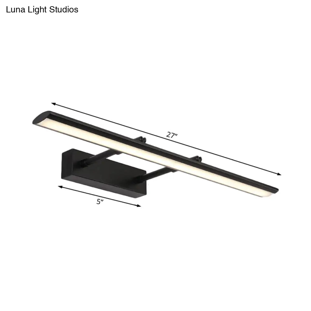 Modern Acrylic Led Vanity Lighting Fixture In Black/Chrome 15/19 Wide