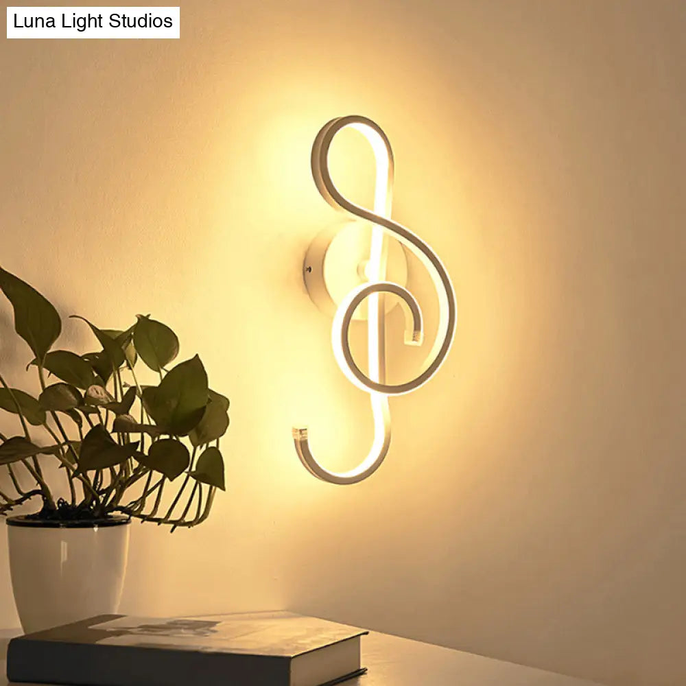 Modern Acrylic Led Wall Light Fixture - Music Note Design For Living Room